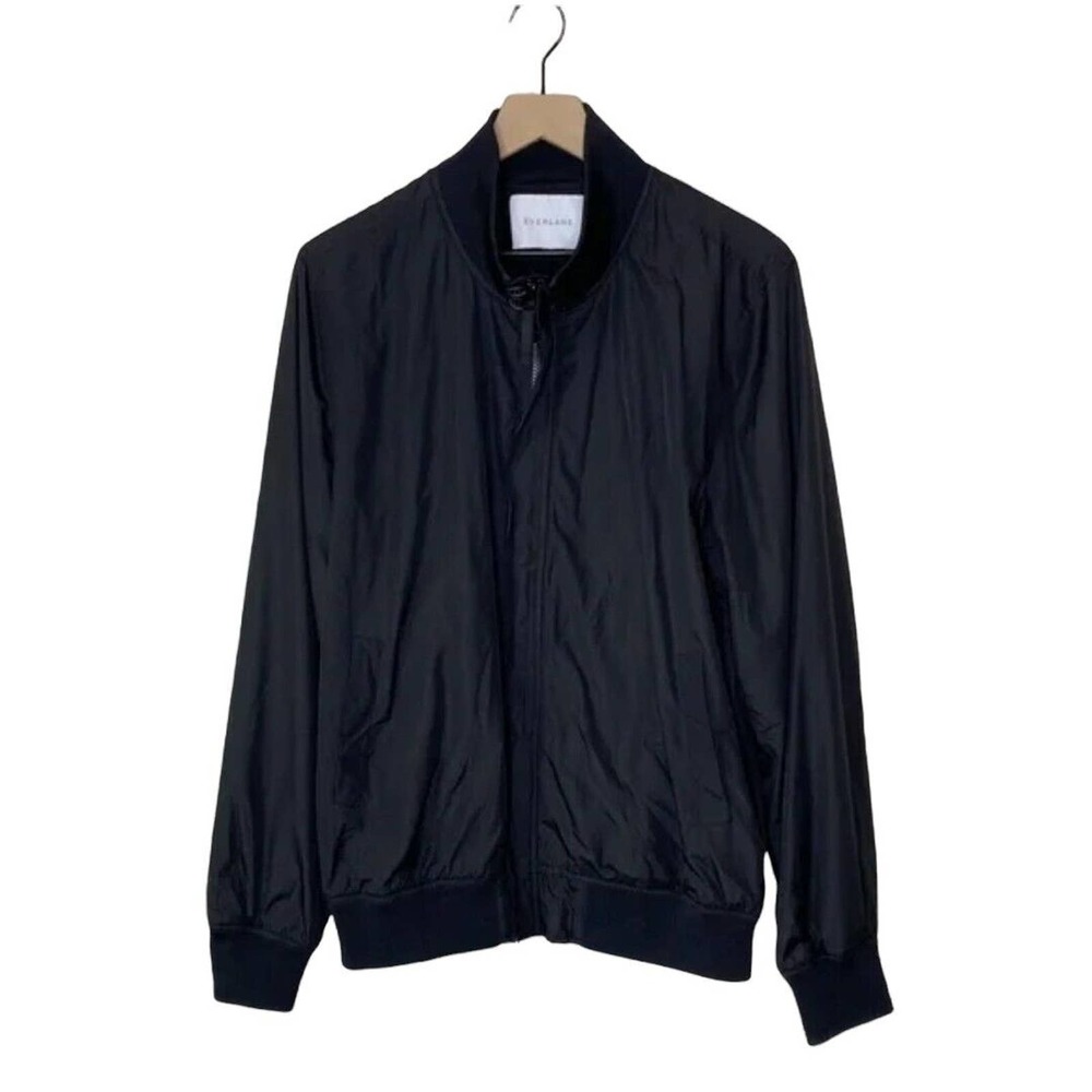 Everlane Lightweight Satin Black Bomber Jacket Size Large
